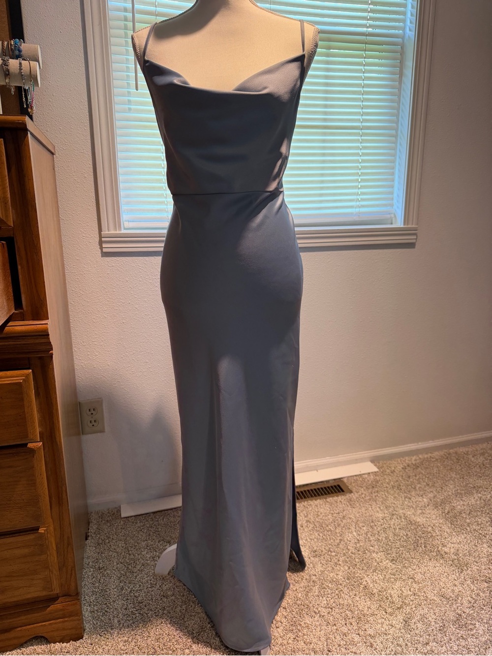 BHLDN Spaghetti-Strap Slip Dress in Slate Blue